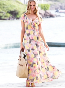 Платье Ruffle V-Neck Dress