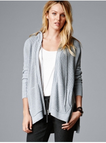 Ribbed Zip Hoodie Свитер